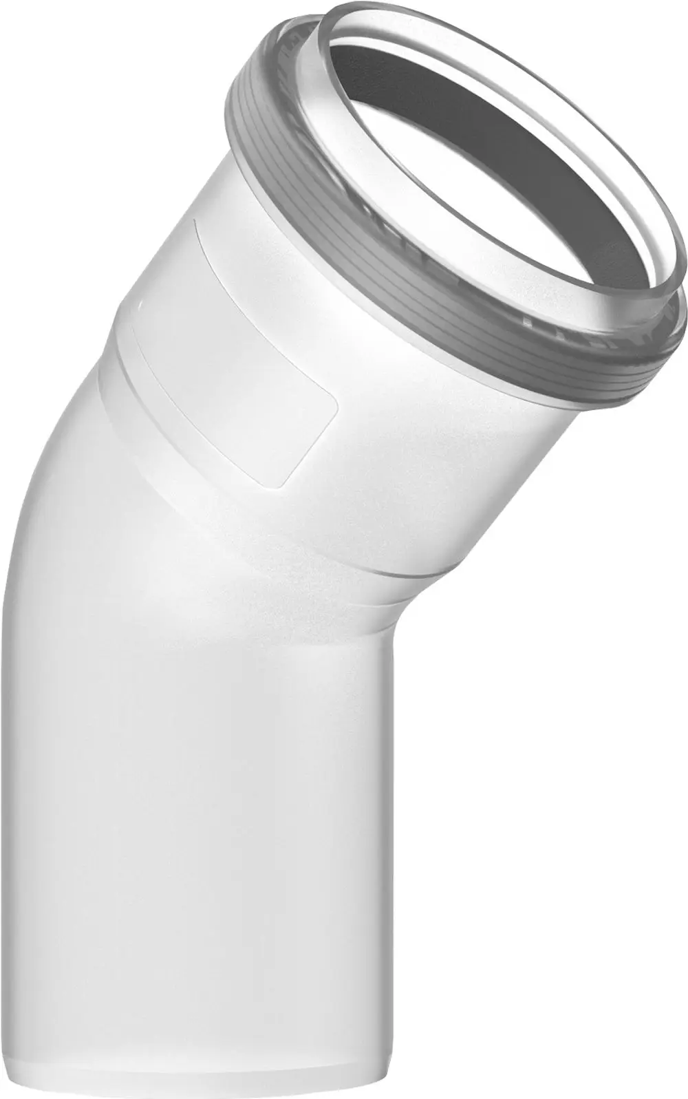 Weißer Abgasbogen mit einem 45-Grad-Winkel, gefertigt aus hochwertigem Material, geeignet für Abgasinstallationen. Produkt von Bosch.